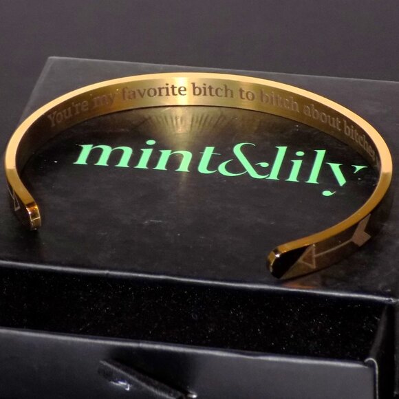 New Mint&Lily Gold Cuff Bracelet: You're My Favorite *B* to *B* about *B*es With - Picture 7 of 8